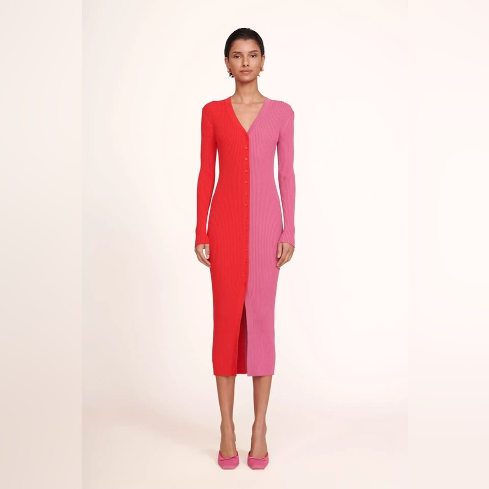 Staud Shoko Sweater Dress - Cherry/Lollipop L